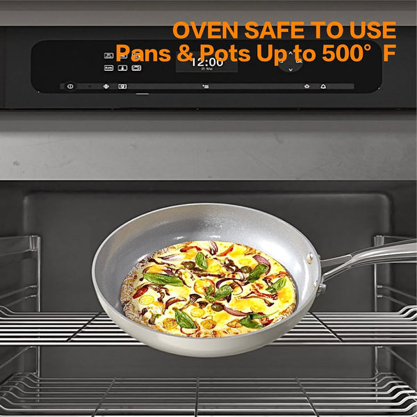 Ceramic Nonstick Cookware Set, 10Pcs Non Toxic Pots and Pans Set | Pfoa-Free Healthy Kitchen Cooking Set, Induction Compatible & Oven Safe, Easy to Clean, Dishwasher Safe, Even Heating5