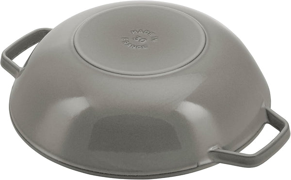Staub Cast Iron Perfect Pan, Wok, Dutch Oven, 4.5-Quart, Serves 4-5, Made in France, Graphite Gray, Made in France5