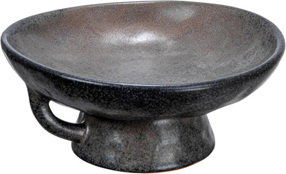 Creative Co-Op Stoneware Bowl with Handle and Base, Black Reactive Glaze2