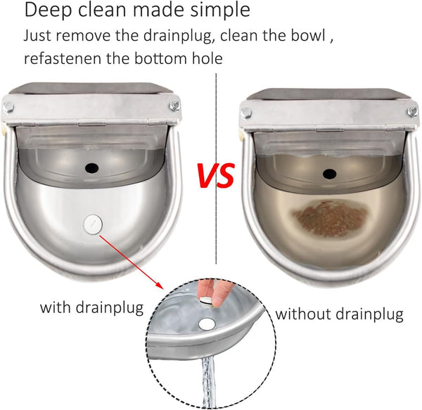 Automatic Water Dispenser for Dog Water Bowl Dispenser Large Size Stainless-Steel Waterer Feeder Self Filling Water Trough for Poultry and Livestock (Stainless Steel, Large)4