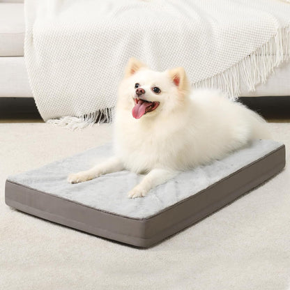 KSIIA Orthopedic Dog Bed for Large Dogs with Waterproof Lining, Grey, 35X22 | Deluxe Soft Plush Dog Crate Bed, Washable Pet Mat with Removable Cover & Egg Crate Foam for Large Dogs Sleeping & Relaxing13
