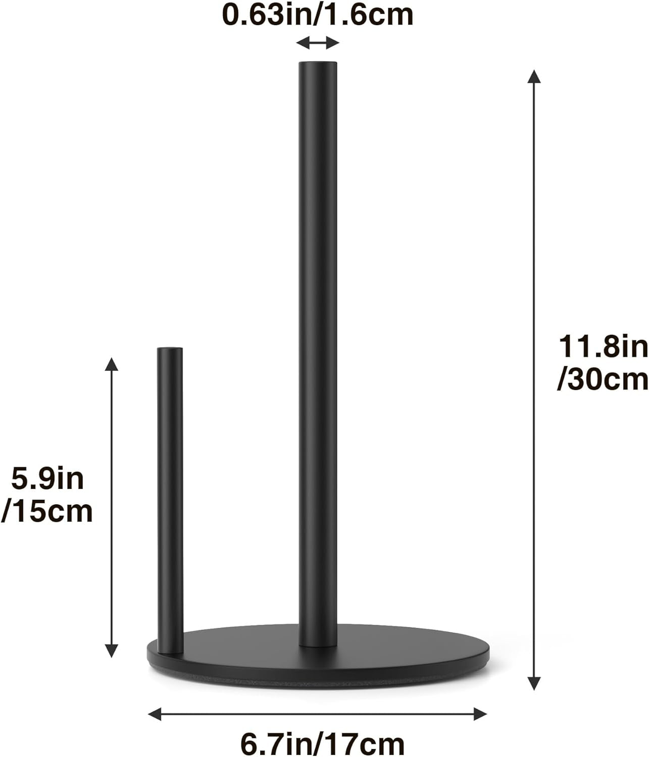 paper-towel-holder-black-premium-stainless-steel-kitchen-roll-dispenser-countertop-roll-organizer-with-weighted-base
