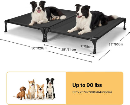 Veehoo Cooling Elevated Dog Bed, Raised Dog Bed for Two Dogs, Indoor Outdoor Pet Cot with Breathable Teslin Mesh & Anti-Slip Rubber Feet, Durable Double Dog Bed for Multi-Pet Homes, 35" X 25", Black5