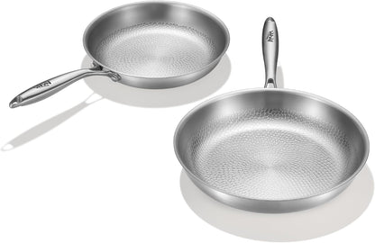 Titanium Pans for Cooking Non Stick,10"+12" Uncoated Hammered Titanium Pro Frying Pan, PFAS Free Cookware, Butter Warmer Skillet, Induction & Oven-Safe1