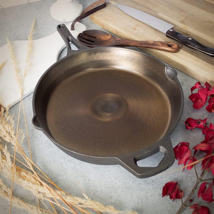 12 Inch Smooth Wasatch Pre-Seasoned round Cast Iron Skillet5