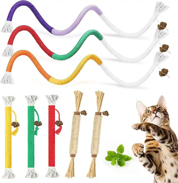 Tocirelo Cat Chew Rope Toy - 6Pack Cotton Cat Chew Toy for Teeth Cleaning, Interactive Kitten Teething Toys to Redirect Chewing from Cord, Cat Nip String Dental Toys for Bored Indoor Cats, 19.7Inch9