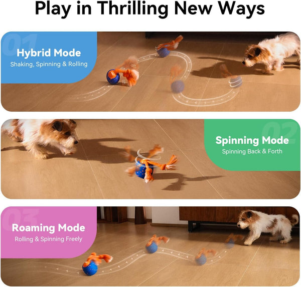 Cheerble Smart Interactive Dog Toy, Wicked Ball Rolly, Automatic Moving, Bouncing, Rotating, E-TPU Material, Active Rolling Interactive Dog Ball for Medium and Large Dogs (Blue)2