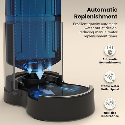 CZPET Automatic 4L/135Oz/1Gal Cat Water Dispenser with Stainless Steel Bowl, Gravity Waterer for Small Medium Dog Puppy Kitten (Black) | with Stainless Steel Bowl, Gravity Waterer for Small Medium Dog Puppy Kitten6