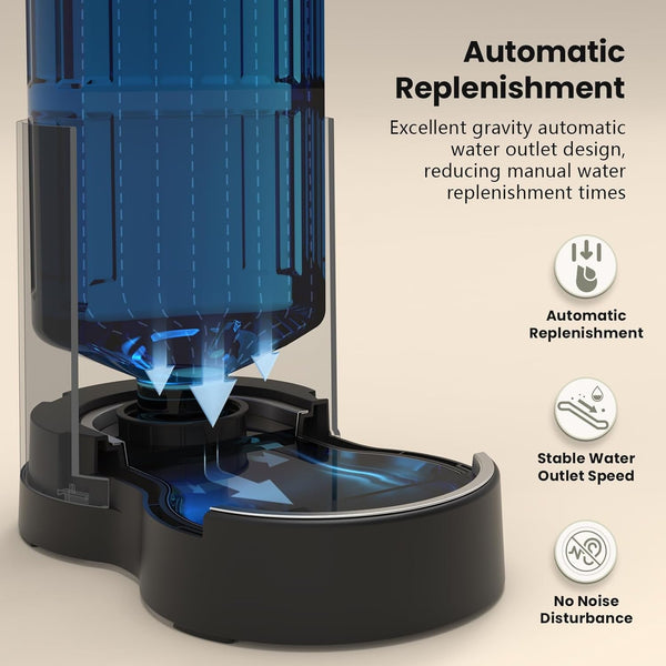 CZPET Automatic 4L/135Oz/1Gal Cat Water Dispenser with Stainless Steel Bowl, Gravity Waterer for Small Medium Dog Puppy Kitten (Black) | with Stainless Steel Bowl, Gravity Waterer for Small Medium Dog Puppy Kitten6