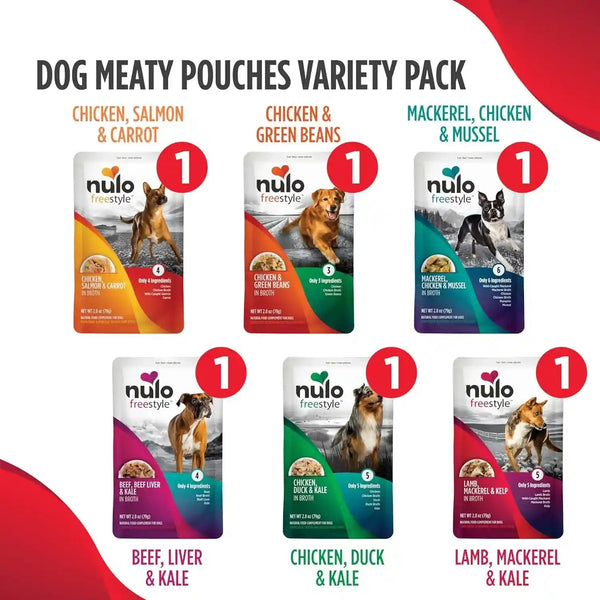 Nulo Freestyle Variety Flavor Real Meat Grain-Free Premium Puppy & Dog Food Topper, 2.8 Ounce (Pack of 6)12