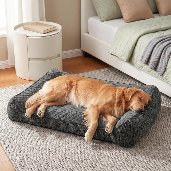 JOEJOY XL Orthopedic Dog Bed for Large Dogs, Extra Thick Foam Pet Bed Sofa | Bolster Sides, Large Sized Dog Couch Bed with Removable Washable Cover, Non-Slip Bottom, Grey (42"X30")8