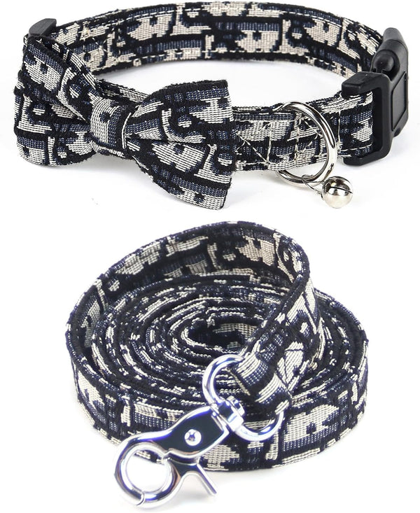 Dog Collar and Harness with Leash Set, Breathable Puppy Harnesses for Small Dogs, No Pull Easy Walking Pet Harness, Black, S7