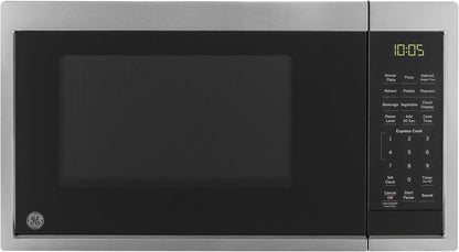 GE Countertop Microwave Oven | 0.9 Cubic Feet Capacity, 900 Watts | Kitchen Essentials for the Countertop or Dorm Room | Stainless Steel1