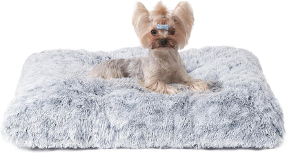 EHEYCIGA Fluffy Dog Crate Bed for Extra Large Dogs, Plush Faux Fur Pad, Calming anti Anxiety XL Bed for Crate, Washable Soft Warm Dog Mat with Non-Slip Bottom, Grey22