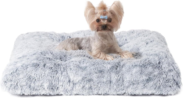 EHEYCIGA Fluffy Dog Crate Bed for Extra Large Dogs, Plush Faux Fur Pad, Calming anti Anxiety XL Bed for Crate, Washable Soft Warm Dog Mat with Non-Slip Bottom, Grey22