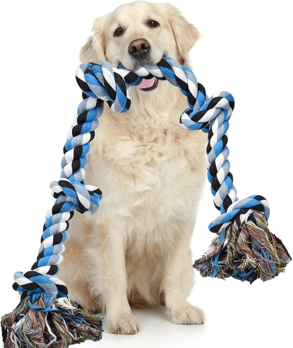 LECHONG Dog Toys for Aggressive Chewers Tough Rope Chew Toys for Large and Medium Dog 3 Feet 5 Knots Indestructible Cotton Rope for Large Breed Dog Tug of War Dog Toy Teeth Cleaning1