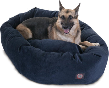 Majestic Pet 40 Inch Micro Velvet Calming Dog Bed Washable – Cozy Soft round Dog Bed with Spine for Head Support - Fluffy Donut Dog Bed 40X29X9 (Inch) – round Pet Bed Large – Pearl31