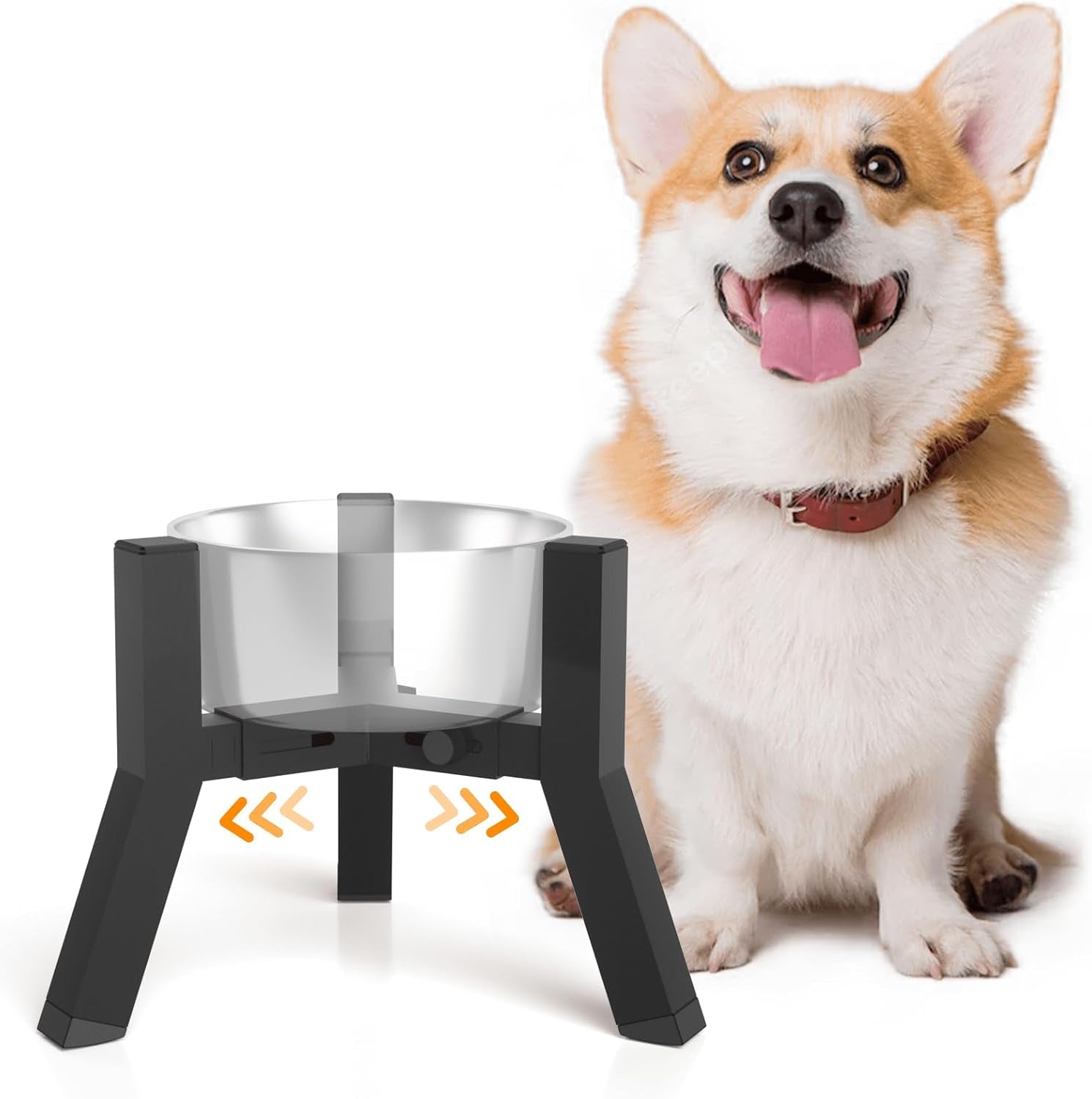 dog-bowl-stand-for-medium-large-dogs-adjustable-width-elevated-dog-bowls-7-10-6-raised-dog-food-water-bowls-11-inch-tall-single-holder-black-bowl-not-included
