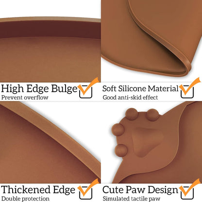 Silicone Pet Placemat, Waterproof Pet Feeding Bowl Mat, Brown, 24" * 16"4