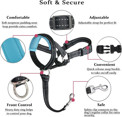 BARKLESS Dog Head Collar, No Pull Training Collar with Soft Padding | Reflective Head Halter for Large Dogs, Labrador, Controls Pulling and Lunging with Secure Safety Strap for Daily Walks2