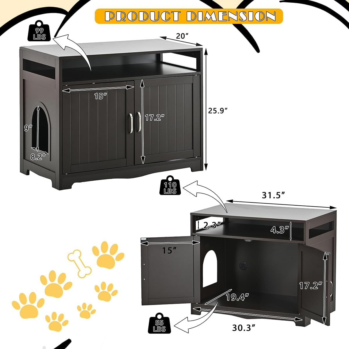 31-5-l-walnut-cat-litter-box-enclosure-with-hidden-plug-2-doors-indoor-large-cat-washroom-storage-bench-side-table