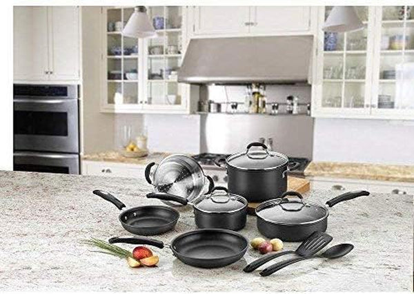11-Piece Cookware Set, Black, Chef'S Classic Nonstick Hard Anodized, 66-115