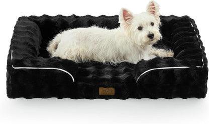 COZY KISS Orthopedic Dog Bed for Extra Large Dog 44X32 Inch, XL Faux Fur Pet Sofa, Bolster Foam Bed with Sides, Non-Slip and Egg-Crate Big Dog Couch Bed with Washable Removable Cover, Beige19