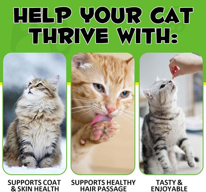 Cat Hairball Support Crunchy & Creamy Chews,Omega 3 & Zinc for Healthy Skin & Coat, Tasty Chicken Flavor,Supports Skin & Coat, Digestion,30-Day Supply3