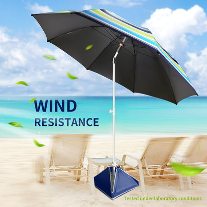 8FT Large Beach Umbrella with Wind Resistance Sand Anchor Sand Bag, Portable Outdoor Umbrella with UPF50+ UV Protection, Tilt Sun Shelter for Beach, Patio, Yard3
