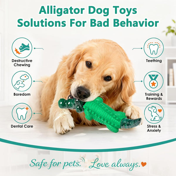 Fuufome Alligator Dog Toys for Aggressive Chewers,Medium Large Breed Dogs | Dental Cleaning, Tough Nylon Rubber Hybrid Structure,Anxiety Relief,Long Daily Indoor Outdoor Chewing Dog Gift4