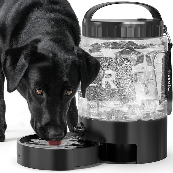 Lesotc Portable Dog Water Bowl Dispenser - 77Oz Travel Water Bottle with Pop-Out Drinking Bowl, No-Spill Design for Camping, Hiking & Car Rides - Keep Your Dog Hydrated Anywhere, Black10