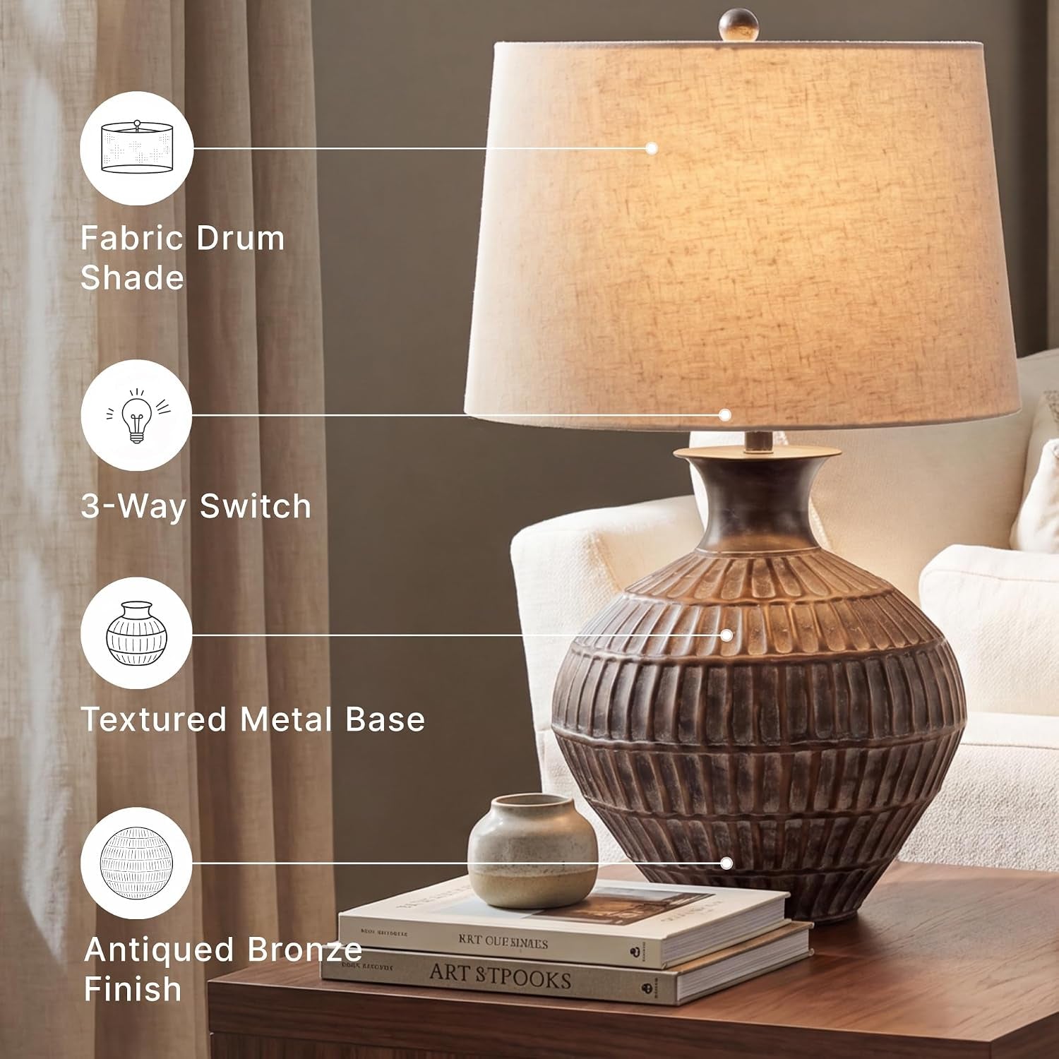signature-design-by-ashley-magan-metal-table-lamp-28-antique-bronze-antique-bronze-tone-metal-base-textured-pattern-fabric-modified-drum-shade-living-room-or-entryway-use-3-way-switch
