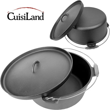 12 Quart Cast Iron Dutch Oven with Lip Lid & Bail Handle | Pre-Seasoned, Large Campfire Pot, Outdoor Cooking, Roasting, Baking & Stews, Heavy-Duty, Even Heat Distribution6