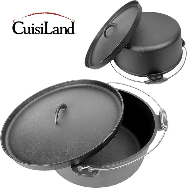 12 Quart Cast Iron Dutch Oven with Lip Lid & Bail Handle | Pre-Seasoned, Large Campfire Pot, Outdoor Cooking, Roasting, Baking & Stews, Heavy-Duty, Even Heat Distribution6