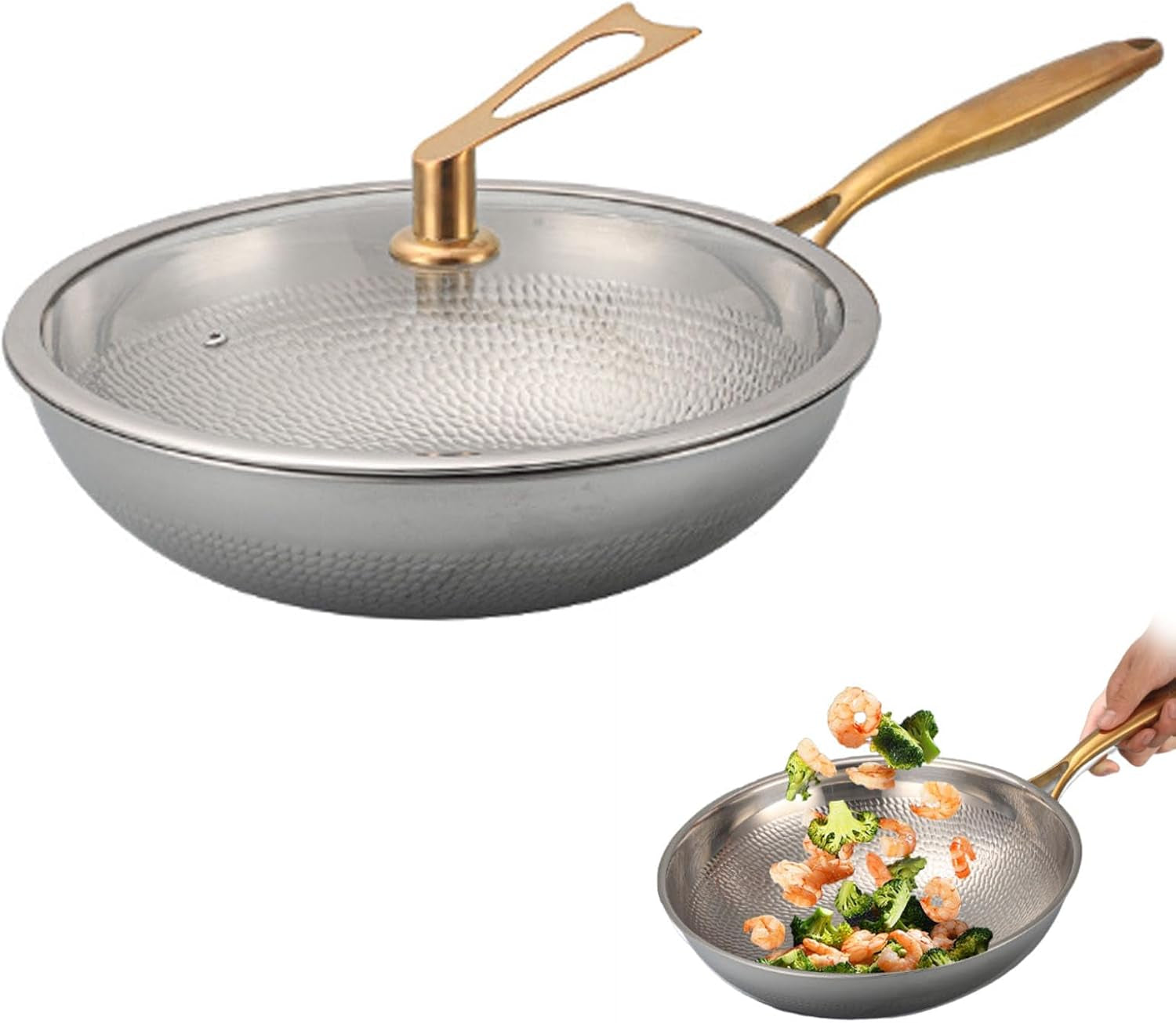 titanium-hammered-wok-pure-with-lid-no-coating-non-stick-titanium-cookware-frying-pans-ultra-durable-scratch-resistant-even-heating-frying-pans-with-all-cooktops-13-39in