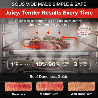 Pfas-Free Steam Oven & Air Fryer, All-In-One Convection Cooker | Precision Steam Control, Toast, Air Fry, Sous Vide & More, Juicier Meats, 120 Presets, 50–450°F, Stainless Steel2
