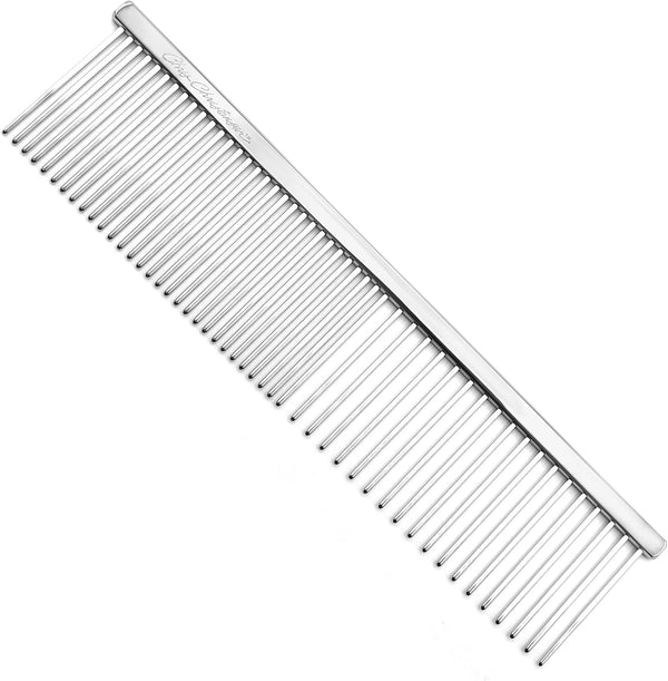 Chris Christensen 000 7.5 In. Greyhound Style Fine/Coarse Colored Butter Comb, Groom like a Professional, Rounded Corners Prevent Friction and Breakage, Solid Brass with Steel Teeth, Chrome Finish10