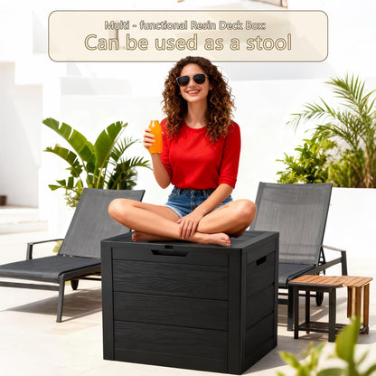 35 Gallon Outdoor Storage Box Waterproof,Deck Boxes Outdoor Waterproof,Resin Deck Box Delivery Boxes for outside for Package Delivery,Patio Cushions,Gardening Tools,Uv Resistant3