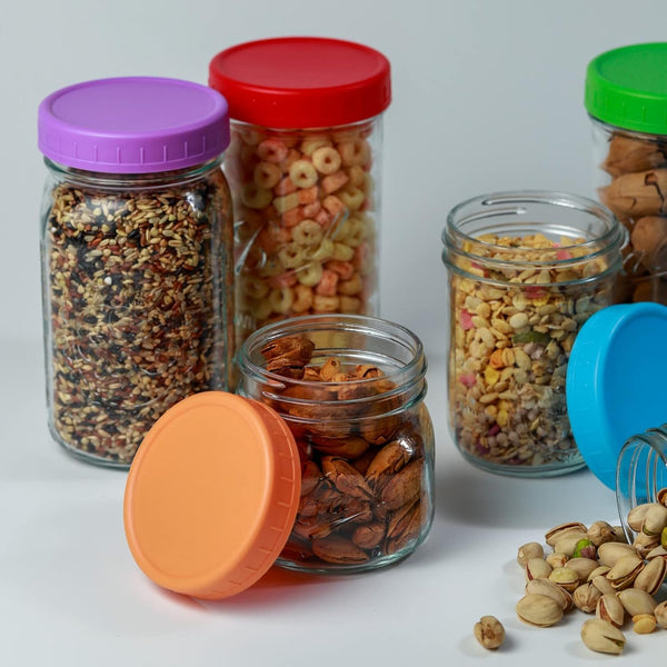 9Pcs Mason Jar Lids, Regular Mouth Plastic Mason Lids, Leak Proof Canning Lid with Silicone Ring for Ball, Kerr and More, Reusable Can Tops, Colored Caps Covers for Jars5