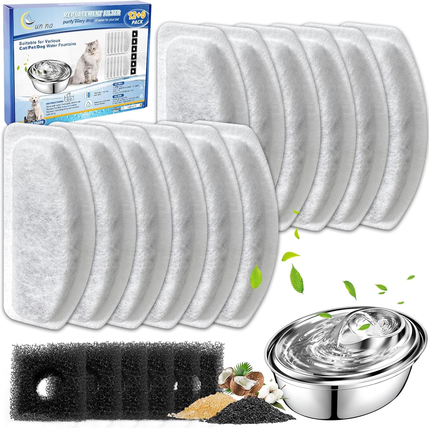 12-6-pack-cat-fountain-filters-replacement-for-d30-67oz-2l-pet-fountain-filters-replacement-12-pcs-filter-and-6-pcs-replacement-pre-filter-sponges-compatible-with-orsda-pet-water-fountains