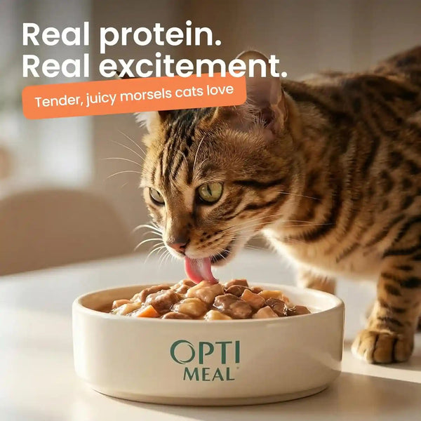 Optimeal Wet Cat Food Variety Pack - Savory Protein Selection, Grain Free Tender Morsels, High Protein Premium Nutrition Made with Natural European Ingredients, Adult Cat Pouches 3Oz (Pack of 12)5