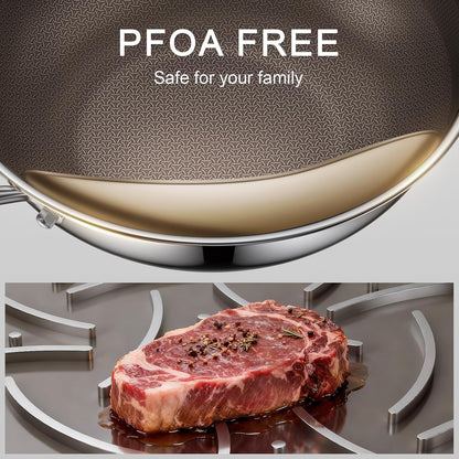 12.5-Inch Hybrid Stainless Steel Wok Pan with Lid, Laser-Textured Nonstick Stir Fry Pan, Pfoa-Free, Induction Compatible, Oven & Dishwasher Safe for All Cooktops5