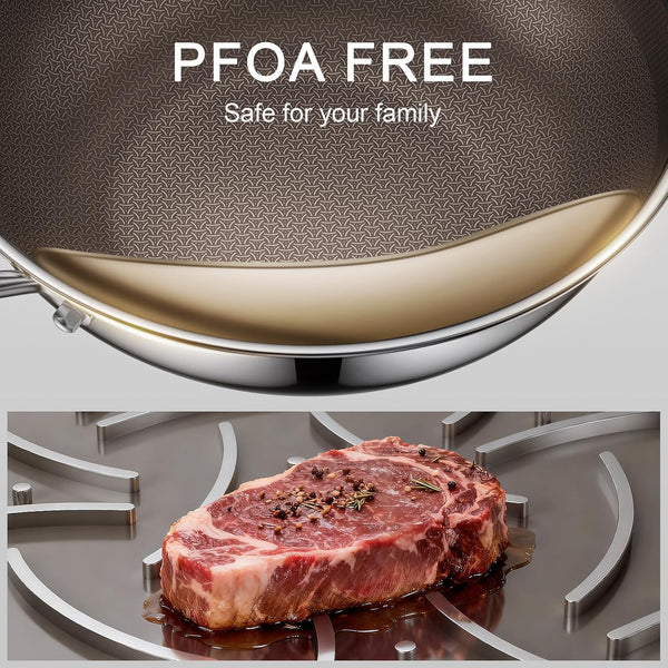12.5-Inch Hybrid Stainless Steel Wok Pan with Lid, Laser-Textured Nonstick Stir Fry Pan, Pfoa-Free, Induction Compatible, Oven & Dishwasher Safe for All Cooktops5