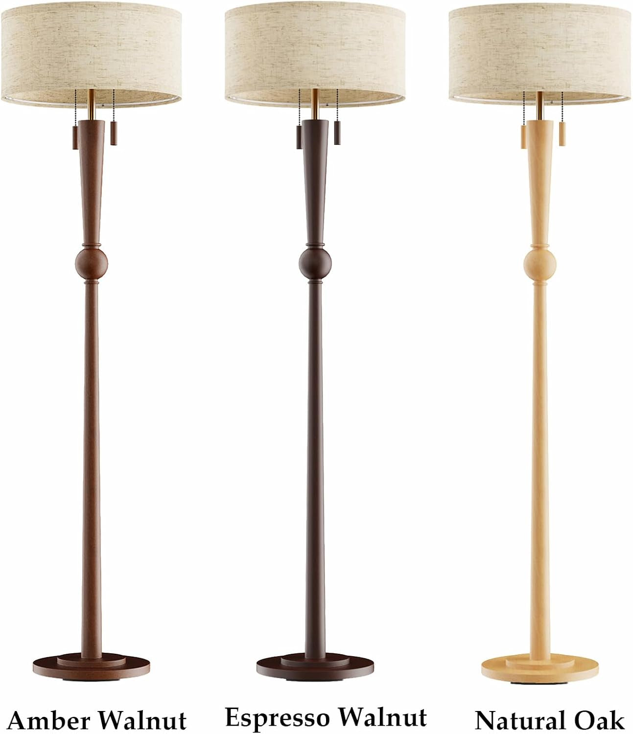 solid-wood-floor-lamp-for-living-room-with-wooden-pull-chains-62-8-tall-sculptural-wood-base-stem-17-linen-drum-shade-2-light-standing-lamp-for-bedroom-reading-corner-bulbs-included