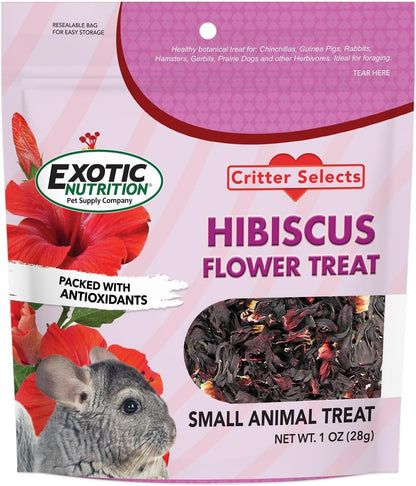 Hibiscus Flower Treat (1Oz)- Healthy Natural Dried Flower Herbivore Treat - Chinchillas, Guinea Pigs, Rabbits, Prairie Dogs, Degus, Hamsters, Rats, Squirrels, Sugar Gliders & Other Small Pets1