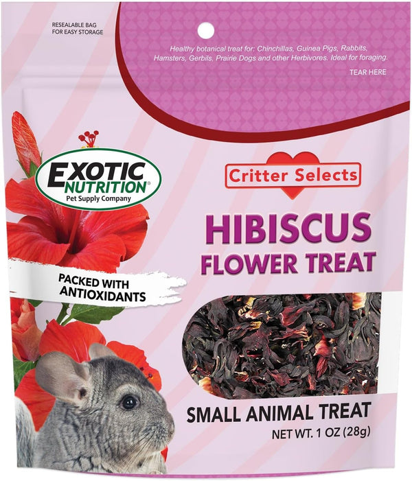 Hibiscus Flower Treat (1Oz)- Healthy Natural Dried Flower Herbivore Treat - Chinchillas, Guinea Pigs, Rabbits, Prairie Dogs, Degus, Hamsters, Rats, Squirrels, Sugar Gliders & Other Small Pets1