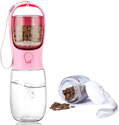 Dog Water Bottle with Food Container, Portable Leak Proof Pet Water Dispenser for Walking Hiking Travel, Puppy Essentials Accessories for Small Large Dogs, Dog Gifts (10Oz/15Oz/19Oz)20