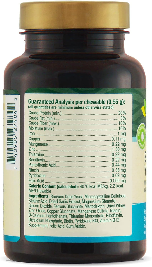 Petnc Natural Care Brewers Yeast Dog Skin and Coat Supplement (250 Chewables), with B Vitamins, Antioxidants & Minerals, Promotes Healthy Skin & Glossy Coat, for Dogs 10 Lbs & over | Brewers Yeast with B Vitamins, Glossy Coat, Dogs, Tasty Chewable Tablets for Dogs 10 Lbs & Over6