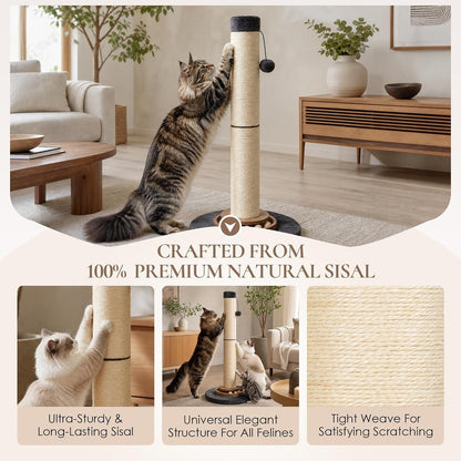 Heavy Duty Cat Scratching Post, 35 Inch Tall Cat Scratcher Cat Tree Tower with Hanging Ball for Indoor Cats Adults,Sisal Scratching Post with Toys4