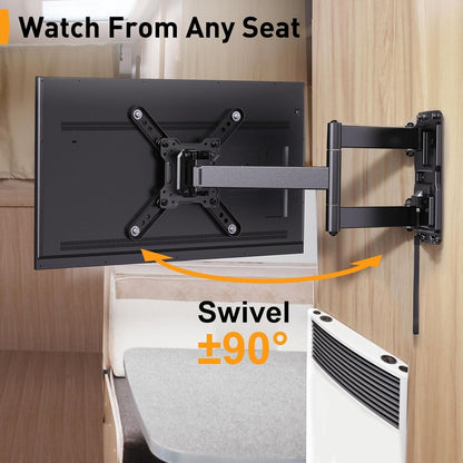 Lockable RV TV Mount for 13–43 Inch Tvs up to 44 Lbs, Full Motion RV TV Wall Mount with Swivel, Tilt, Pull Cord Lock, RV TV Mount for Camper, RV, Motorhome, Max VESA 200X200Mm, PGLRVF26